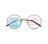 Nearsighted Myopia Computer Blue Light Blocking Reading Distance Glasses Circle Round Metal Frame Women Eyeglasses professional Customized Prescription