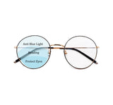 Nearsighted Myopia Computer Blue Light Blocking Reading Distance Glasses Circle Round Metal Frame Women Eyeglasses professional Customized Prescription