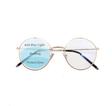 Nearsighted Myopia Computer Blue Light Blocking Reading Distance Glasses Circle Round Metal Frame Women Eyeglasses professional Customized Prescription