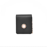 L-package Leather Makeup Lipstick Case with Mirror for Purse Cosmetic Pouch Travel Makeup Bag Holder Fits of Lipstick Travel Purse Storage with Chain