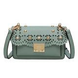 L-package Women Quilted Flower Genuine Leather Shoulder Bag Girls Side Purse and Shoulder Handbags Designer Clutch with Chain