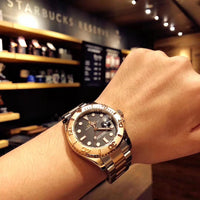 W-watch R.o.l.e.x Mens Watches Fashion Waterproof Analog Quartz Wrist Watch Luxury Business Dress Watch Yacht-Master 37 Oyster, 37 mm, Oystersteel and Everose