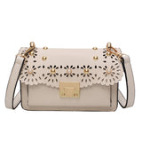 L-package Women Quilted Flower Genuine Leather Shoulder Bag Girls Side Purse and Shoulder Handbags Designer Clutch with Chain