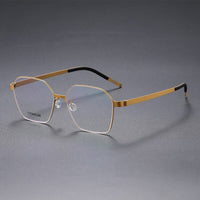 Denmark Linde 9624 Titanium No Screw Korea Square Glasses Frames Optical Ultra-light Business Prescription Glasses