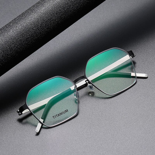 Denmark Linde 9624 Titanium No Screw Korea Square Glasses Frames Optical Ultra-light Business Prescription Glasses
