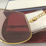 Gold Chain Pink Shades Sunglasses For Women Female Retro Brand Designer Summer Hot Products Shield Fashion For Sun Glasses UV400