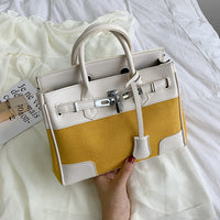 L-package big:26-20-14cm small:21-15-11cm Designer Handbag Top Handle Padlock Women's Leather Bag