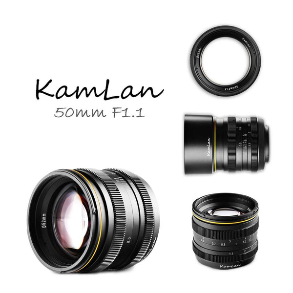 E-Electronic Kamlan lens 50mm F1.1 APS-C Large Aperture Manual Focus Lens Standard Fixed Focus APS-C Frame Mirrorless Lens Cameras lentille Camera Lens For Canon EOS-M NEX Fuji X M4/3 Cameras