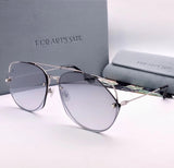 S-sunglasses F.O.R A.R.T‘S S.A.K.E casino Sunglasses for Women, Cat Eye Mirrored Flat Lenses Metal Frame Sunglasses UV400 62-16-145