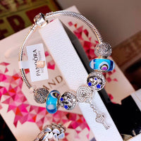 J-jewelry Pandora Silver Plated Snake Chain Charm Bracelets Crystal Beads Bracelet for Women