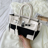 L-package big:26-20-14cm small:21-15-11cm Designer Handbag Top Handle Padlock Women's Leather Bag