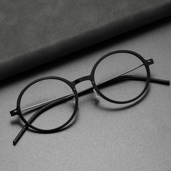 Fashion Denmark Titanium No Screw Korea Glasses 6523 Frames Optical Ultra-light Business Round Prescription Diopter Eyeglasses