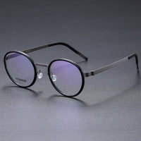Eyeglass Frame Denmark Linde 9752 Titanium No Screw Korea Round Glasses Frames Optical Ultra-light Business For Men Women
