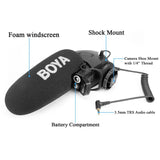 E-electronic Xinpu BOYA BY-BM3031 Video On-Camera Mic PAD Switch Microphone for DSLR Cameras Audio Recorders