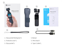 E-electronic XINPU Feiyu Pocket 3-Axis Pocket Gimbal Camera Stabilizer 4K HD 120° Wide Angle Built-in Wi-Fi control Attachable to Smartphone