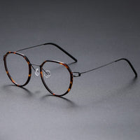 Gillian Denmark Titanium No Screw Korea Glasses Frames Optical Ultra-light Business Round Prescription Diopter Eyeglasses Men