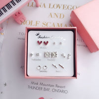 7 Pairs/set Of Simple One Week Earrings Set Fashion Earrings Combination Set Female Love Star Moon Flower Simple Cute Stud Earrings Jewelry