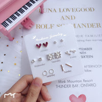 7 Pairs/set Of Simple One Week Earrings Set Fashion Earrings Combination Set Female Love Star Moon Flower Simple Cute Stud Earrings Jewelry