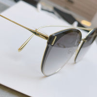 S-sunglasses Dior Women's Oval Cat Eye Sunglasses For CD0230S Lady Metal Shades Luxury Sunglasses Female Driving Glasses Fashion Women Mirror Eyewear Frame Metal Temple UV400