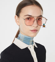S-sunglasses Gentle Monster WOOGIE Women Retro Metal Frame Mirrored Sunglasses Oversized Cat Eye Glasses eyewear