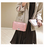 L-package Women's Genuine Leather Quilted Chain Bag Shoulder Handbags Purse flap bag Calfskin Eyele Tweed Silver Tone Metal