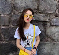 S-sunglasses t.h.e w.i.z & t.h.e o.w.n.e.r Oversized Square Gradient Mirror lens Rimless Sunglasses
