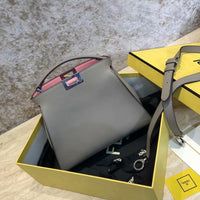 H-bag Fendi PEEKABOO ESSENTIALLY Blue leather bag  27cm NO.8BN302