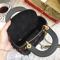 H-bag LADY Dior LAMBSKIN Tassels BAG AL-2000 Mini：17cm Medium：24cm