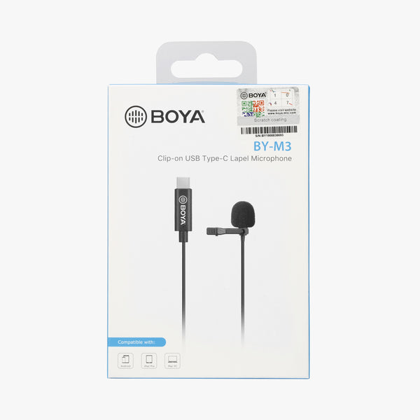 E-Electronic BOYA BY-M3 Phone Digital Lavalier Microphone for iPad Pro Mac PC HUAWEI OPPO VIVO Xiaomi Redmi 8 Android Type-C Smartphone Vlog