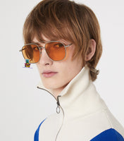 S-sunglasses Gentle Monster WOOGIE Women Retro Metal Frame Mirrored Sunglasses Oversized Cat Eye Glasses eyewear