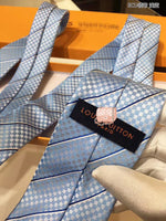 A-accessories Louis Vuitton Men's Silk Tie and Pocket Square Woven Formal Tie Cufflink Set Solid Neckties