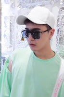 S-sunglasses t.h.e w.i.z & t.h.e o.w.n.e.r Oversized Square Gradient Mirror lens Rimless Sunglasses