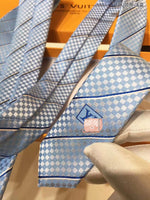 A-accessories Louis Vuitton Men's Silk Tie and Pocket Square Woven Formal Tie Cufflink Set Solid Neckties