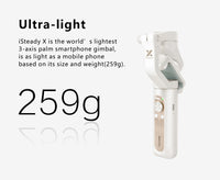 E-electronic XINPU Hohem iSteady X Smartphone Gimbal Stabilizer 259g Ultra-Light Weighted Payload 280g Selfie Stick Mode Low-Angle Shooting Mode Moment Mode