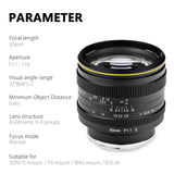 Kamlan 50mm F1.1 II APS-C Large Aperture Manual Focus Lens Standard fixed focus APS-C frame mirrorless lens for NEX for EOS-M for FUji M4/3 Cameras