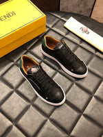 S-shoe Fendi Men's Black Leather Sneakers shoe