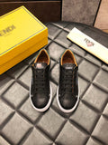 S-shoe Fendi Men's Black Leather Sneakers shoe