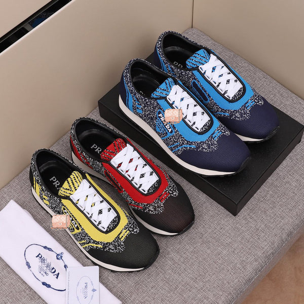 S-shoe Prada Men's Tennis Shoes Slip On Knit Walking Running Gym Sneakers