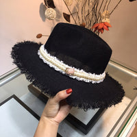 C-hat GUCCI  Women Wide Brim Straw Roll up Hat Fedora Beach Sun Hat UPF50+