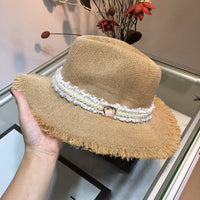 C-hat GUCCI  Women Wide Brim Straw Roll up Hat Fedora Beach Sun Hat UPF50+