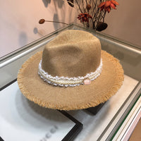 C-hat GUCCI  Women Wide Brim Straw Roll up Hat Fedora Beach Sun Hat UPF50+