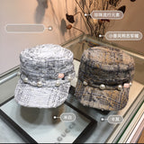 C-hat 100% Wool Newsboy Cap Grey Series Panel Tweed Cabbie Hat