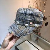C-hat 100% Wool Newsboy Cap Grey Series Panel Tweed Cabbie Hat
