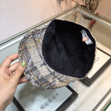 C-hat 100% Wool Newsboy Cap Grey Series Panel Tweed Cabbie Hat