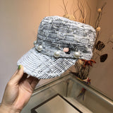 C-hat 100% Wool Newsboy Cap Grey Series Panel Tweed Cabbie Hat