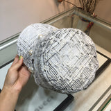 C-hat 100% Wool Newsboy Cap Grey Series Panel Tweed Cabbie Hat