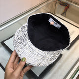 C-hat 100% Wool Newsboy Cap Grey Series Panel Tweed Cabbie Hat