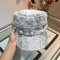 C-hat 100% Wool Newsboy Cap Grey Series Panel Tweed Cabbie Hat