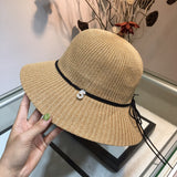 C-hat Womens Wide Brim Sun Hat with Wind Lanyard UPF 50 Beach Summer Sun Straw Hats for Women