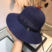 C-hat Womens Wide Brim Sun Hat with Wind Lanyard UPF 50 Beach Summer Sun Straw Hats for Women